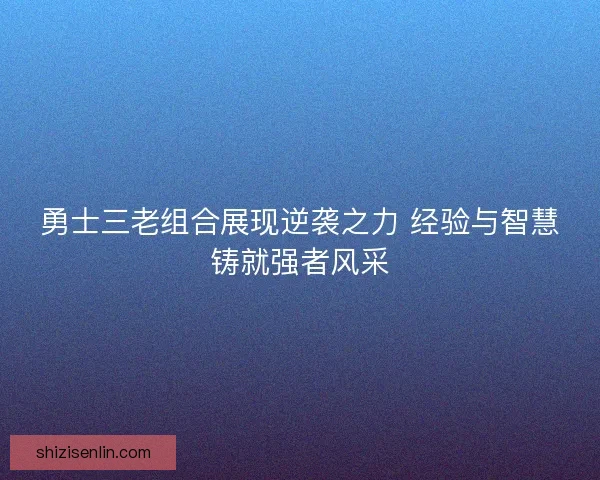 勇士三老组合展现逆袭之力 经验与智慧铸就强者风采