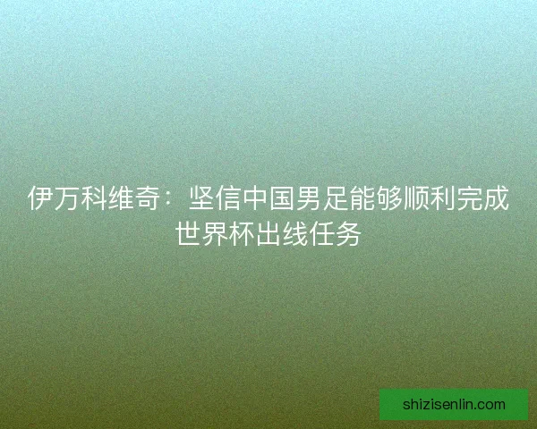 伊万科维奇：坚信中国男足能够顺利完成世界杯出线任务